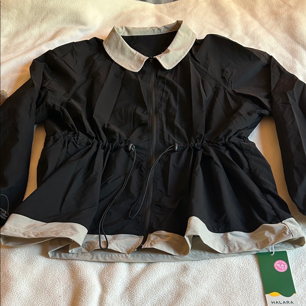 HALARA Black Utility Jacket with White Trim